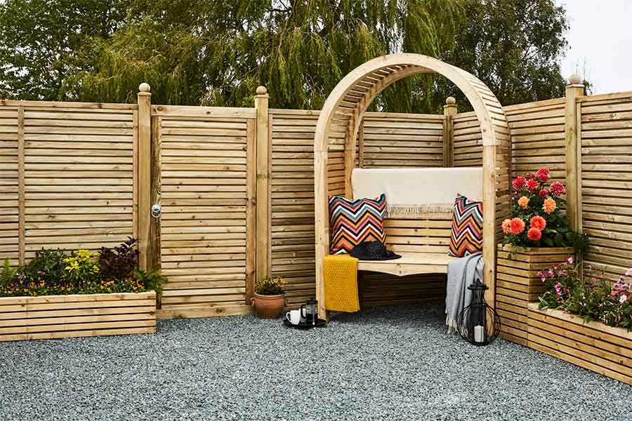 Grange contemporary garden arbour with seat for 2 people